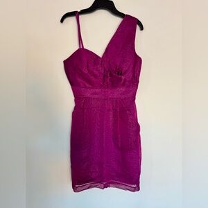 BCBGeneration One Shoulder Magenta Cocktail Dress